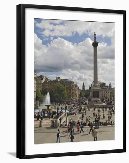 Nelsons Column in Trafalgar Square, with Big Ben in Distance, London, England, United Kingdom-James Emmerson-Framed Photographic Print