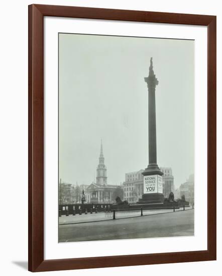 Nelsons Column with National Service Recruitment Poster, London, 1939-null-Framed Photographic Print