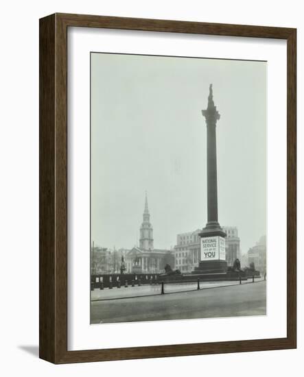 Nelsons Column with National Service Recruitment Poster, London, 1939-null-Framed Photographic Print