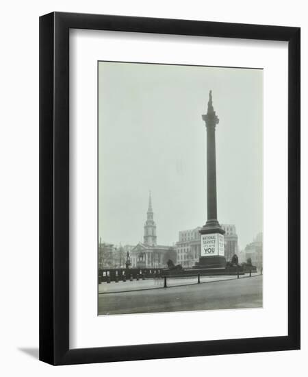 Nelsons Column with National Service Recruitment Poster, London, 1939-null-Framed Premium Photographic Print