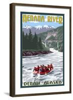 Nenana River, Alaska - River Rafters and Railroad-Lantern Press-Framed Art Print