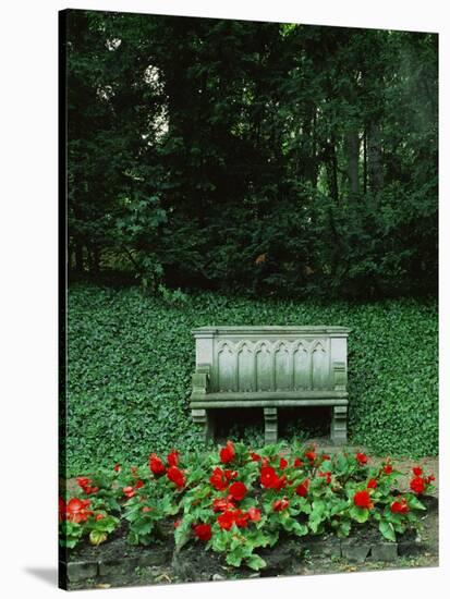 Neo-Gothic Bench in the Park of Babelsberg Palace, Potsdam-Karl Friedrich Schinkel-Stretched Canvas