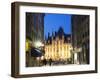 Neo-Gothic Post Office; Market Square Illuminated at Night, UNESCO World Heritage Site, Bruges-Christian Kober-Framed Photographic Print