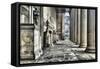 Neoclassical columns and colonnade at the front of St George's Hall, Liverpool, Merseyside, England-Panoramic Images-Framed Stretched Canvas