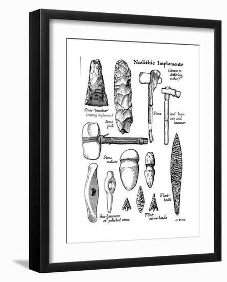Neolithic Implements of Stone, Flint and Horn, C1890-null-Framed Giclee Print