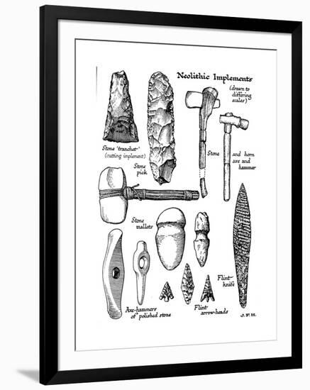 Neolithic Implements of Stone, Flint and Horn, C1890-null-Framed Giclee Print