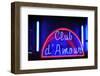 Neon Advertisement 'Club D'Amour', Erotic Club, Red-Light District, Reeperbahn, Hamburg, Germany-Axel Schmies-Framed Photographic Print