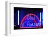 Neon Advertisement 'Club D'Amour', Erotic Club, Red-Light District, Reeperbahn, Hamburg, Germany-Axel Schmies-Framed Photographic Print