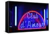 Neon Advertisement 'Club D'Amour', Erotic Club, Red-Light District, Reeperbahn, Hamburg, Germany-Axel Schmies-Framed Stretched Canvas