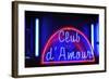 Neon Advertisement 'Club D'Amour', Erotic Club, Red-Light District, Reeperbahn, Hamburg, Germany-Axel Schmies-Framed Photographic Print