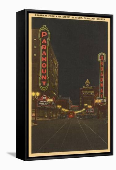 Neon at Night, Portland, Oregon-null-Framed Stretched Canvas