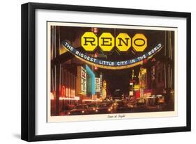 Neon at Night, Reno, Nevada-null-Framed Art Print