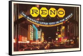 Neon at Night, Reno, Nevada-null-Framed Stretched Canvas