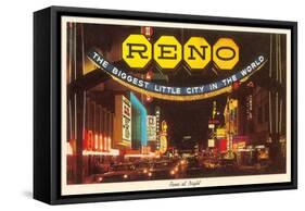 Neon at Night, Reno, Nevada-null-Framed Stretched Canvas