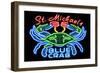 Neon Blue Crab - St. Michaels, Maryland-Lantern Press-Framed Art Print