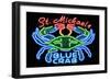 Neon Blue Crab - St. Michaels, Maryland-Lantern Press-Framed Art Print