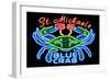 Neon Blue Crab - St. Michaels, Maryland-Lantern Press-Framed Art Print