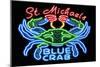 Neon Blue Crab - St. Michaels, Maryland-Lantern Press-Mounted Art Print