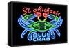 Neon Blue Crab - St. Michaels, Maryland-Lantern Press-Framed Stretched Canvas