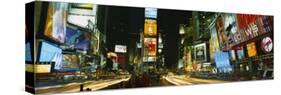 Neon Boards in a City Lit Up at Night, Times Square, New York City, New York, USA-null-Stretched Canvas