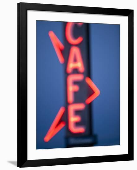 Neon Cafe Sign at Dusk, Arco, Idaho, Usa-Paul Souders-Framed Photographic Print