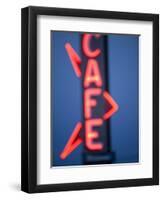 Neon Cafe Sign at Dusk, Arco, Idaho, Usa-Paul Souders-Framed Premium Photographic Print