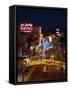 Neon Casino Signs Lit Up at Dusk, El Cortez, Fremont Street, the Strip, Las Vegas, Nevada, USA-null-Framed Stretched Canvas