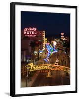 Neon Casino Signs Lit Up at Dusk, El Cortez, Fremont Street, the Strip, Las Vegas, Nevada, USA-null-Framed Photographic Print