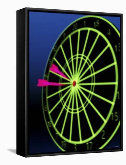 Neon Darts and Dartboard-null-Framed Stretched Canvas