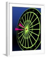 Neon Darts and Dartboard-null-Framed Photographic Print