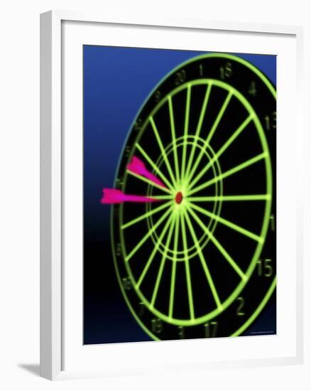 Neon Darts and Dartboard-null-Framed Photographic Print