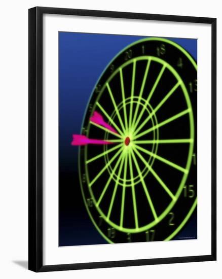 Neon Darts and Dartboard-null-Framed Photographic Print