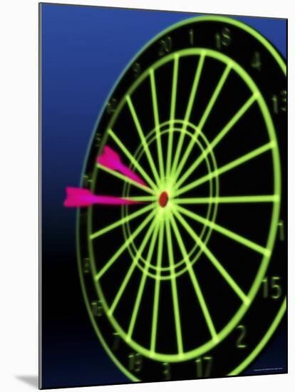 Neon Darts and Dartboard-null-Mounted Photographic Print