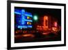 Neon Glow, Ocean Boulevard , Miami Beach-George Oze-Framed Photographic Print