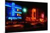 Neon Glow, Ocean Boulevard , Miami Beach-George Oze-Mounted Photographic Print