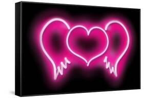 Neon Heart Wings PB-Hailey Carr-Framed Stretched Canvas