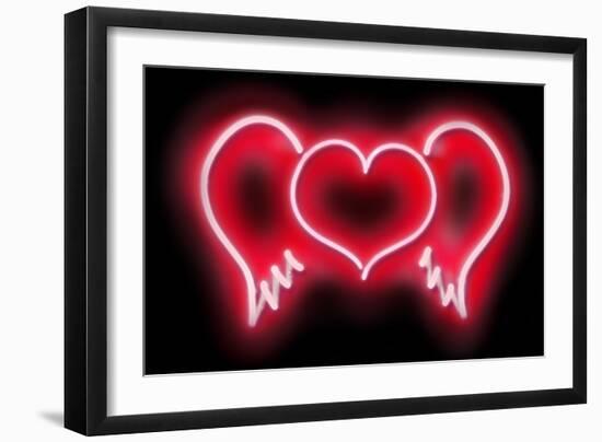 Neon Heart Wings RB-Hailey Carr-Framed Art Print