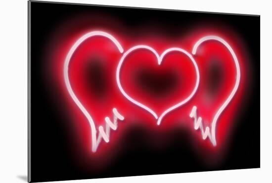 Neon Heart Wings RB-Hailey Carr-Mounted Art Print