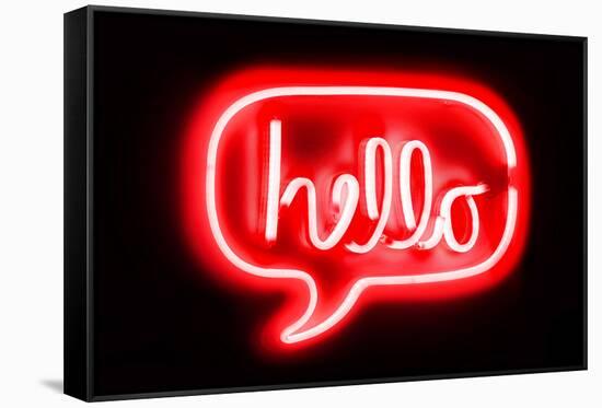 Neon Hello RB-Hailey Carr-Framed Stretched Canvas
