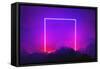 Neon light frame glowing in rocks. Energy square, show-Michal Bednarek-Framed Stretched Canvas