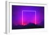 Neon light frame glowing in rocks. Energy square, show-Michal Bednarek-Framed Art Print