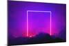 Neon light frame glowing in rocks. Energy square, show-Michal Bednarek-Mounted Art Print