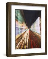 Neon Lights and Traffic Light Trails, Taichung, Taiwan-Ian Trower-Framed Photographic Print