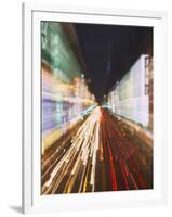 Neon Lights and Traffic Light Trails, Taichung, Taiwan-Ian Trower-Framed Photographic Print