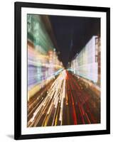 Neon Lights and Traffic Light Trails, Taichung, Taiwan-Ian Trower-Framed Photographic Print