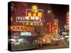 Neon Lights at Night, Nathan Road, Hong Kong, China-Brent Bergherm-Stretched Canvas