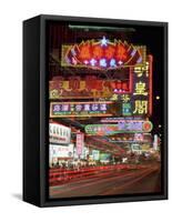 Neon Lights at Night on Nathan Road, Tsim Sha Tsui, Kowloon, Hong Kong, China, Asia-Gavin Hellier-Framed Stretched Canvas