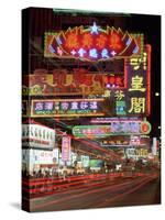 Neon Lights at Night on Nathan Road, Tsim Sha Tsui, Kowloon, Hong Kong, China, Asia-Gavin Hellier-Stretched Canvas