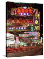 Neon Lights at Night on Nathan Road, Tsim Sha Tsui, Kowloon, Hong Kong, China, Asia-Gavin Hellier-Stretched Canvas