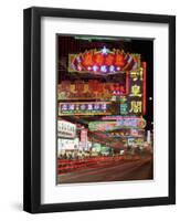 Neon Lights at Night on Nathan Road, Tsim Sha Tsui, Kowloon, Hong Kong, China, Asia-Gavin Hellier-Framed Photographic Print